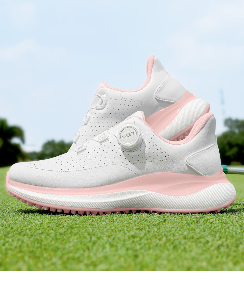 Giày golf PGM nữ lỗ thông gió mùa hè đế bắp rang tăng chiều cao — Kem muối biển-[Lỗ thông gió tản nhiệt/Đế giữa bật lên/Giày chống trượt được cấp bằng sáng chế] XZ430, Kem đường bột-[Lỗ thông gió tản nhiệt/đế giữa bỏng ngô/gai chống trượt được cấp bằng sáng chế] XZ430 chi tiết 13