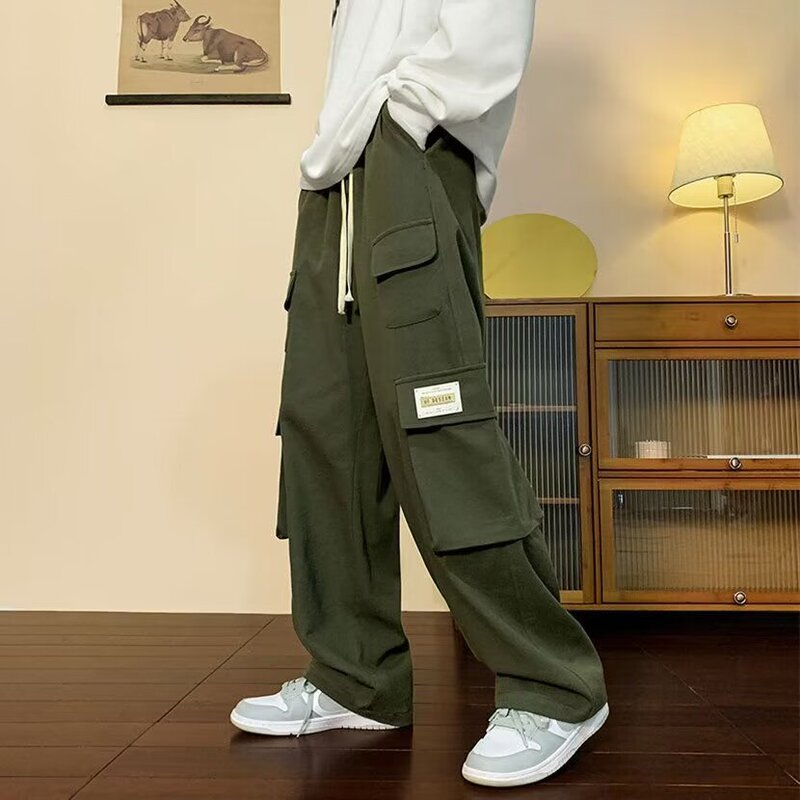 Cross-Border Straight-Leg Workwear Casual Pants for Men, Spring and Autumn Long Pants, Trendy Sports Pants, Loose Fashion Sweatpants