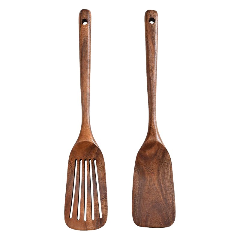 Fabricante de estilo coreano de madera utensilios de cocina espátula de teca espátula de madera antiadherente sartén mango largo espátula