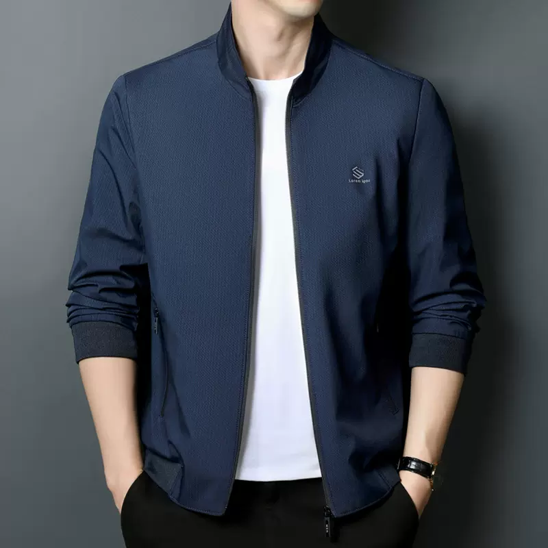 男式立领商务休闲夹克中青年男士宽松上衣潮春季轻薄外套