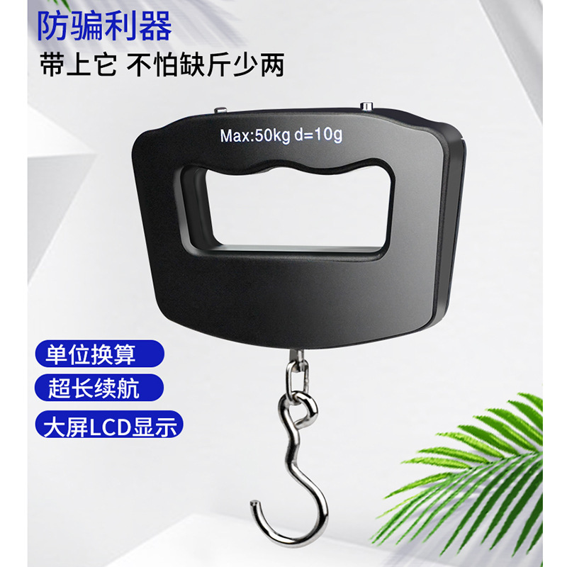 50kg Travel Luggage Scale Cross-Border Supply Satchel Digital Scale with Hook Gram Scale Express Fishing Satchel Scale