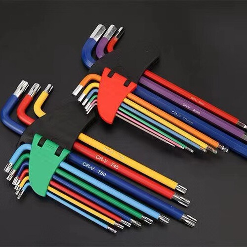 Nine-color high-looking spherical hexagonal wrench, plum blossom wrench, hexagonal wrench, T-shaped color portable