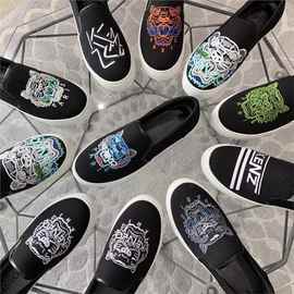 欧洲站夏季新款乐福男板鞋虎头帆布刺绣休闲透气套脚驾车一脚蹬鞋