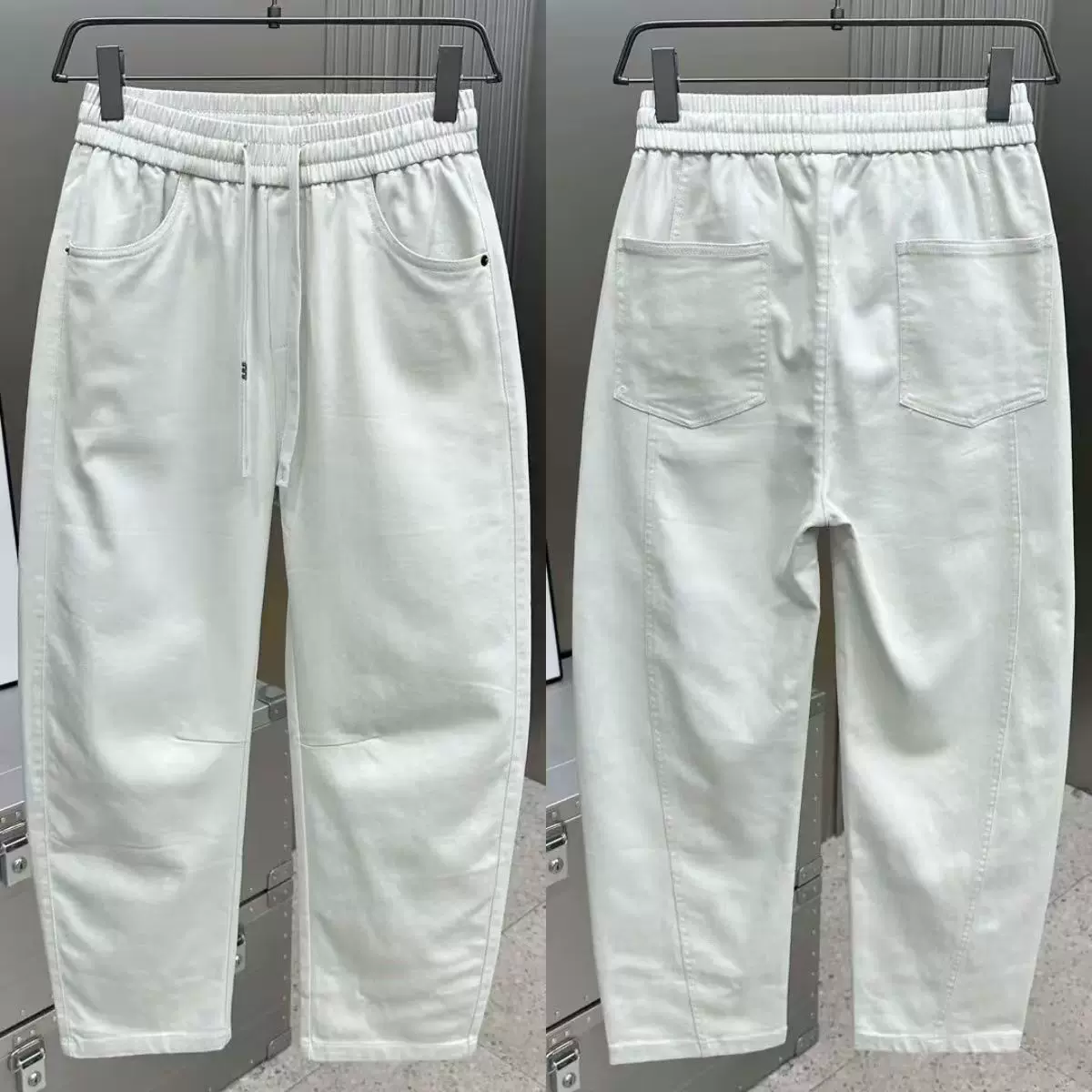 2025秋季新款简约风青春活力秋冬休闲裤男士弯刀牛仔裤香蕉裤潮男