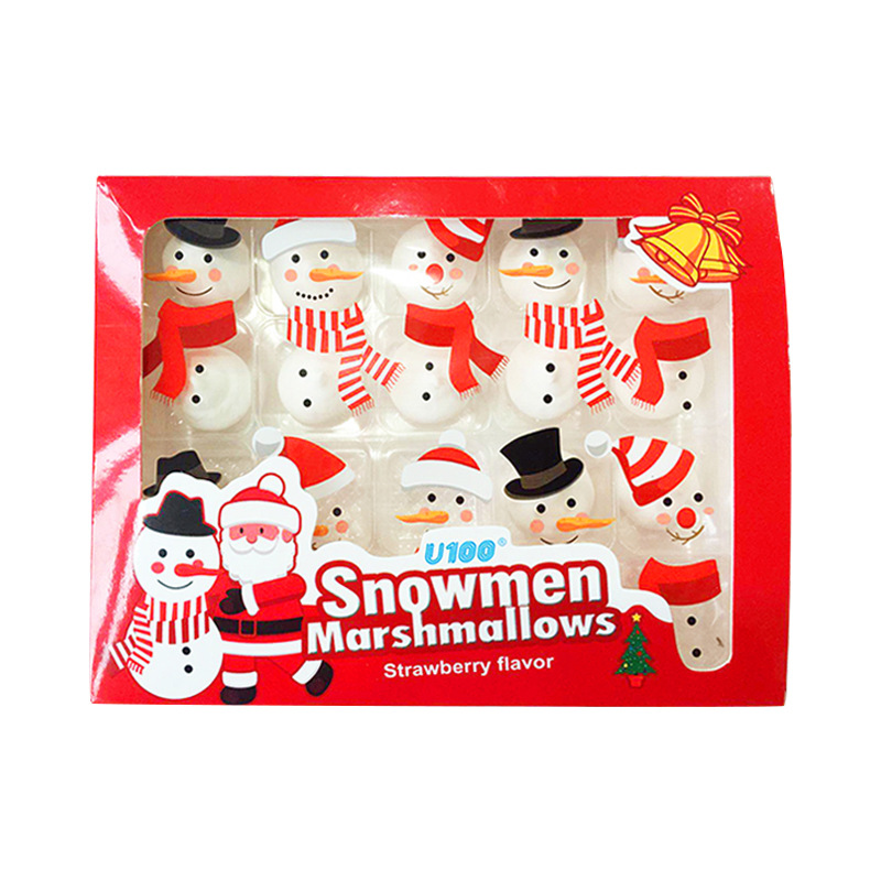 澳门 U100雪人草莓味夹心棉花糖 平安夜圣诞新年礼物 礼盒装 60g