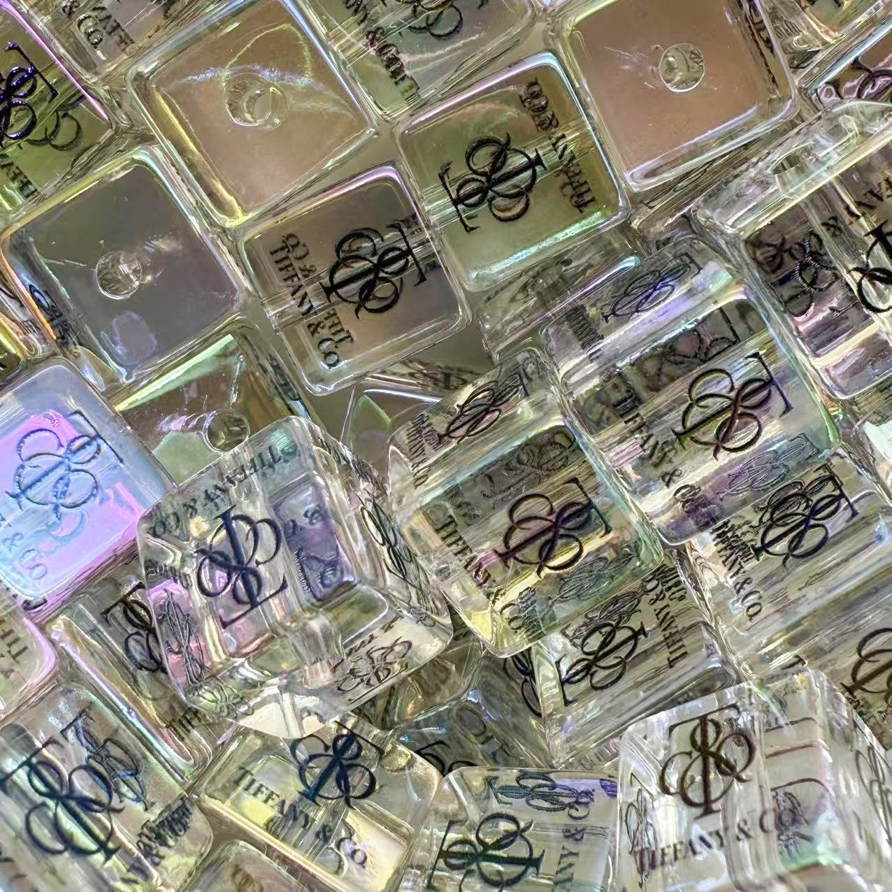 16mm acrílico transparente impresión de cuentas cuadradas de gran nombre agujero recto diy con cuentas cadena de teléfono móvil accesorios de llavero cuentas sueltas image 15