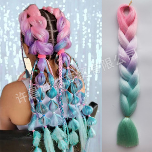 Gold and silver silk mixed braid color laser mixed gold silk chemical fiber large braid flash silk hair braid material high temperature silk