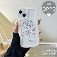ins高级色玫瑰花可爱适用OPPOreno8手机壳全包大波浪硅胶软壳透明