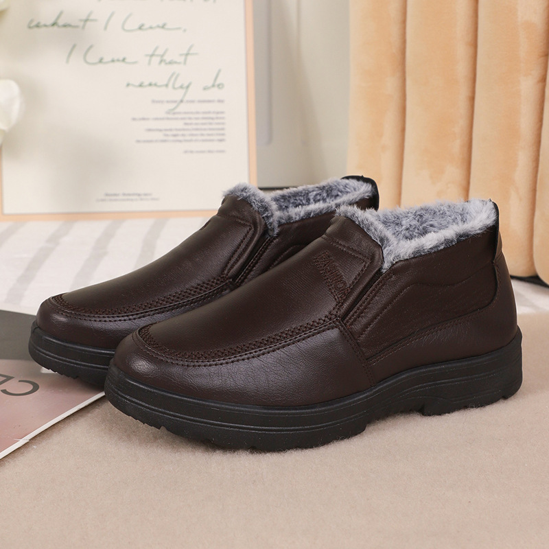 플러시 하이탑 따뜻한 아빠 면화 신발 올드 베이징 천 신발 남성 겨울 미끄럼 방지 중년 및 노인 캐주얼 남성 발열