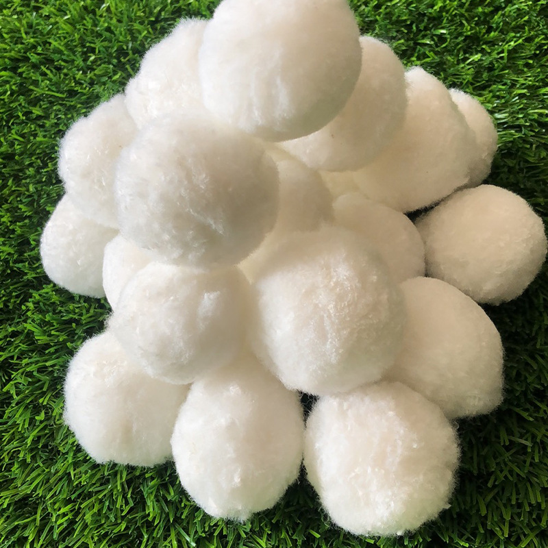 Fiber ball filter media for wastewater treatment, white ball for pollution interception, aquarium hair ball, fish tank comet-style fiber filler