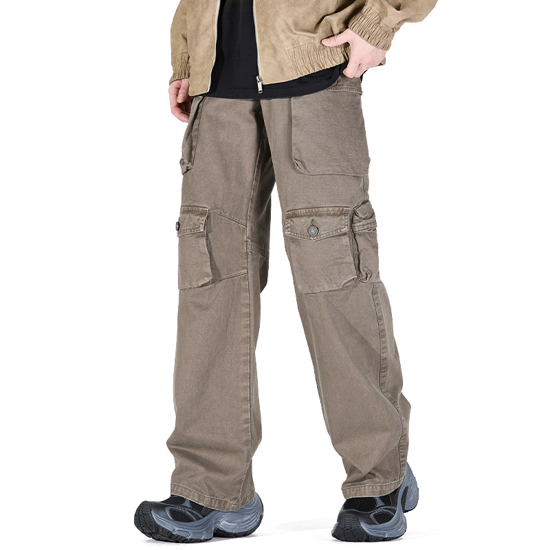 Îmbrăcăminte bărbătească, îmbrăcăminte bărbătească, pantaloni casual la modă, pentru bărbați, toamna și iarna, gata de purtat, pantaloni lejeri cu mai multe buzunare, pantaloni de șters bărbați_voghion.com