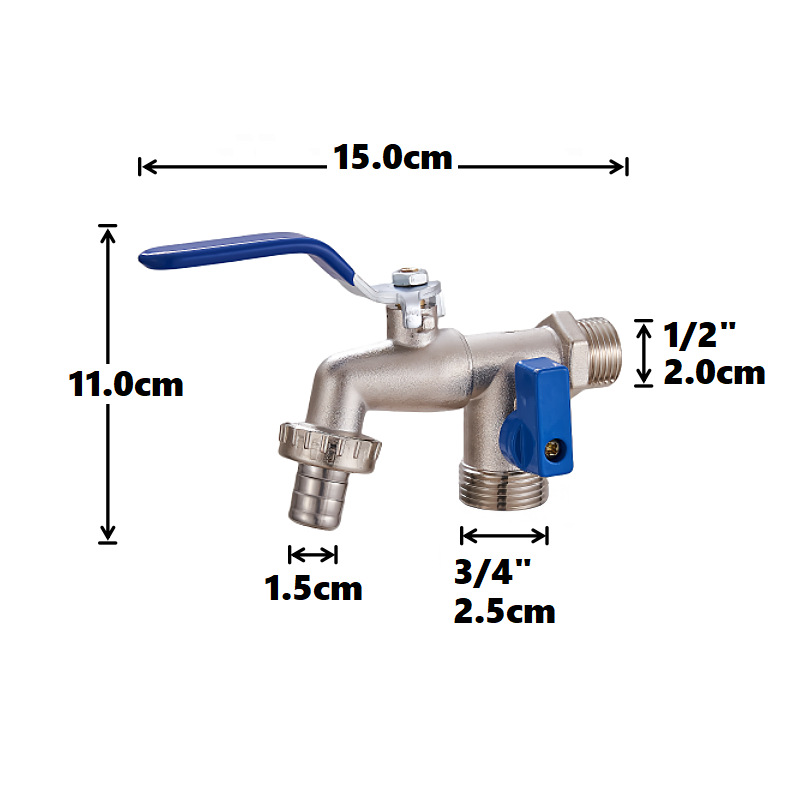 Cross-border exclusive gardening double water outlet zinc alloy faucet, one in and two out double pacifier, belt faucet [Blue] Application Scenario