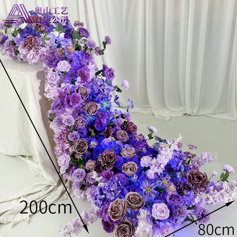 仿真花生日宴瀑布桌花条美陈橱窗挂饰花排婚礼舞台订婚装饰花艺