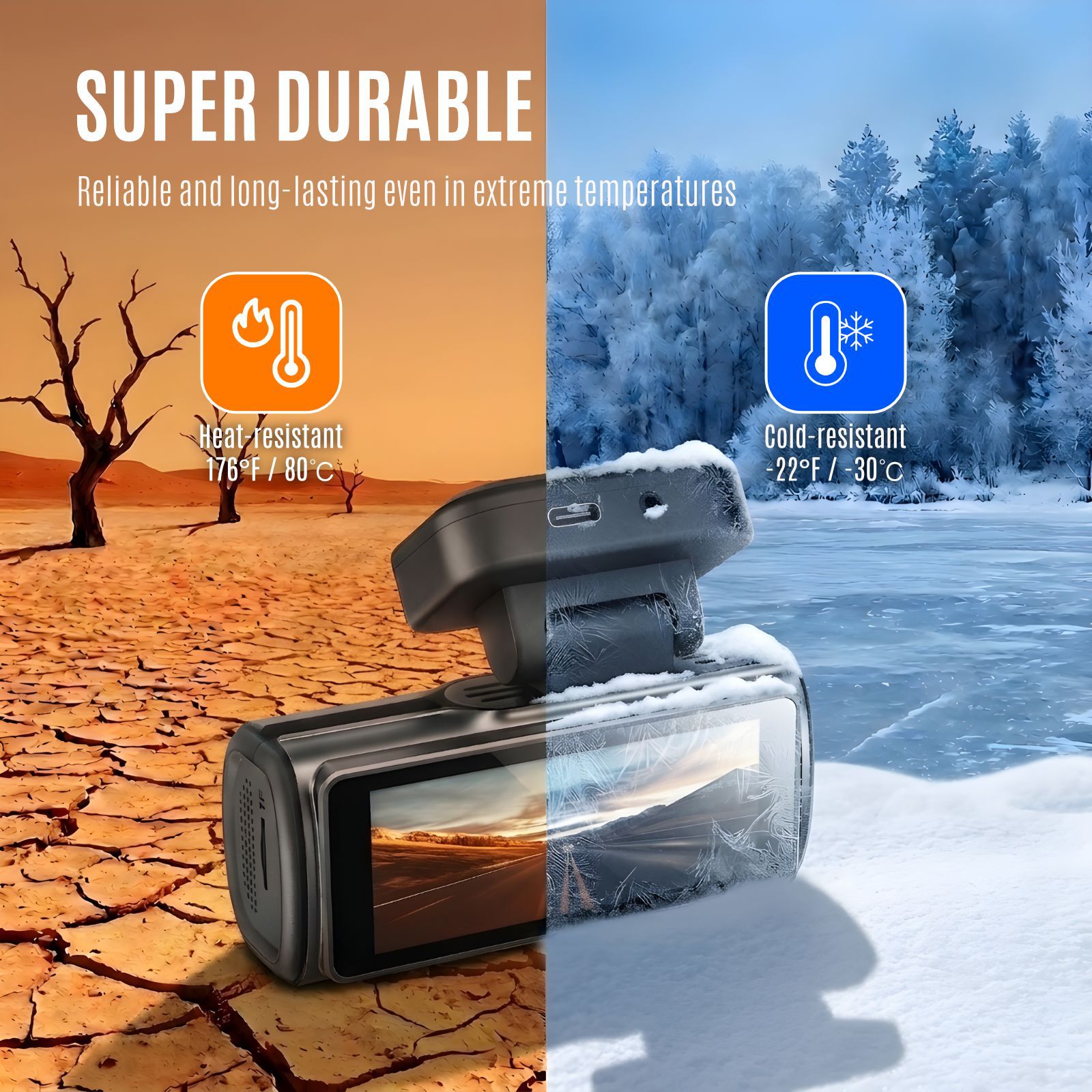 Cross-border new high-temperature-resistant 4K HD dashcam with dual recording, Wi-Fi, GPS, and night vision – available on Amazon