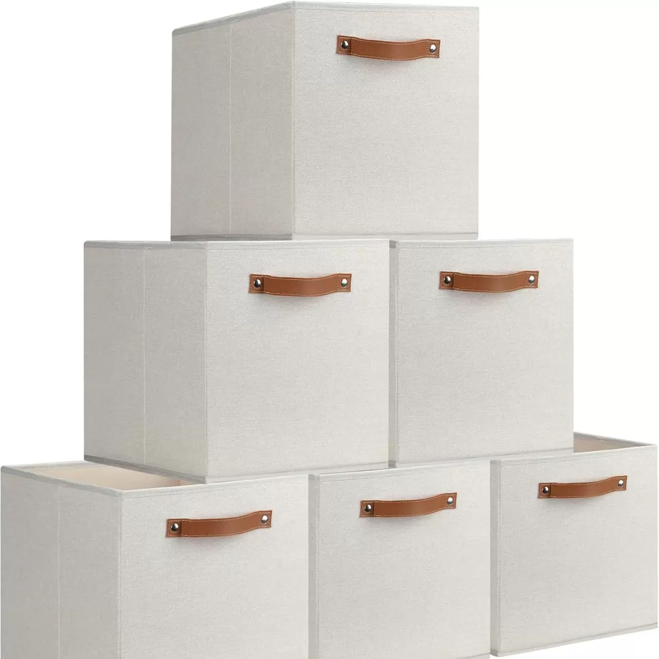 亚马逊棉麻盒子桌面收纳盒衣柜格子柜抽屉收纳箱可折叠玩具整理盒