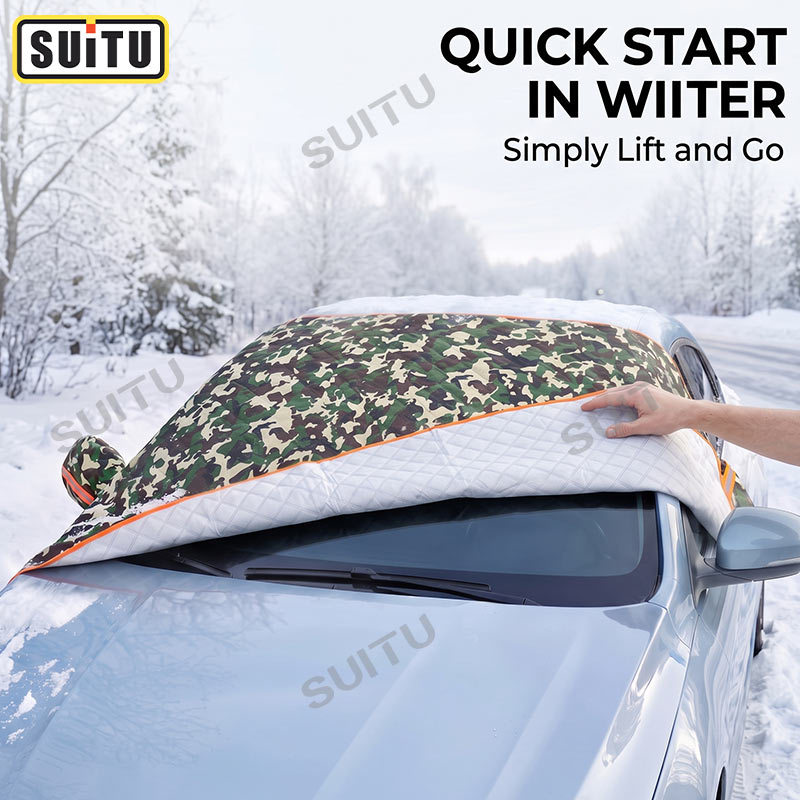Car snow cover for front windshield, anti-freeze cover, anti-frost cover, multifunctional half-cover car cover, snow protection, thickened for winter