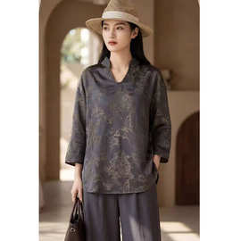 189 南油真丝香云纱提花国风上衣，S M L XL，特价秒杀，不退不换