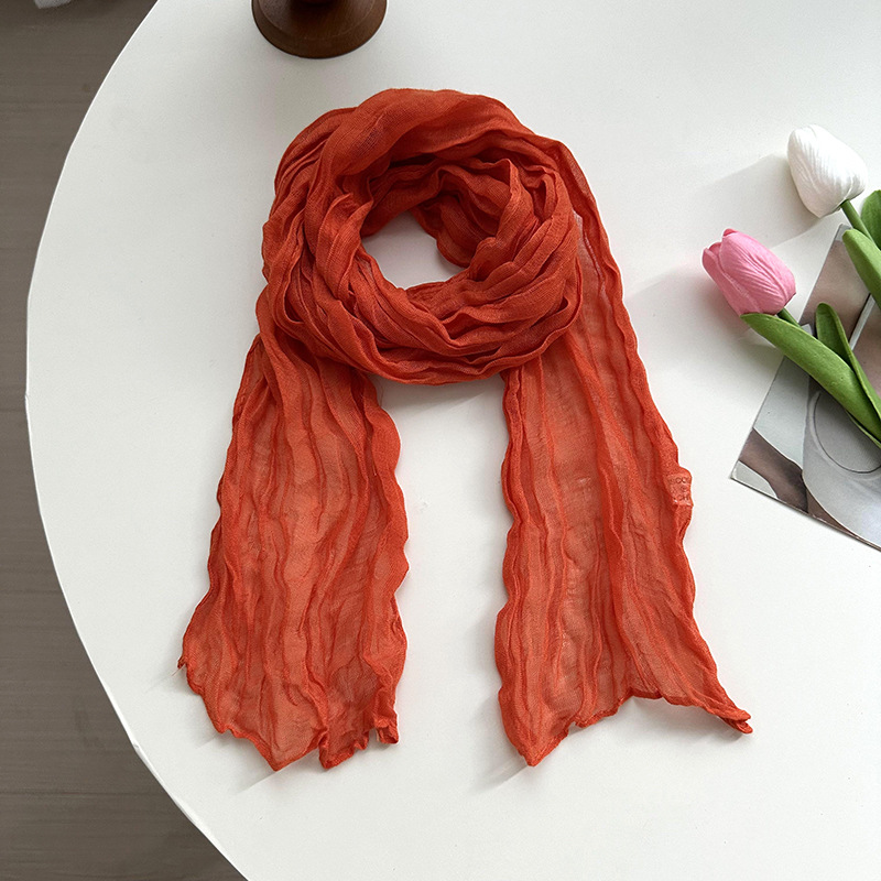 Bufandas damas plegadas nuevas bufandas de seda plegadas de color caramelo simple buena para el pañuelo de Bali
