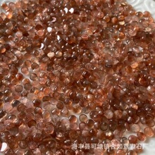 天然金太阳石圆形戒面裸石 批发金草莓裸石镶嵌手工编织圆形裸石