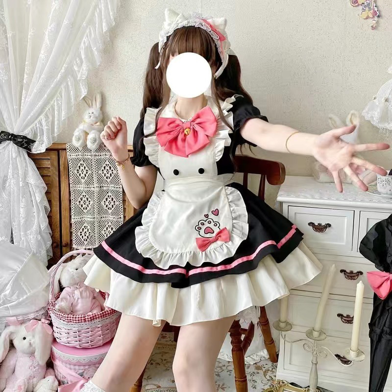 猫レストランかわいいopショートメイドロリータドレスエプロン日本ロリータ甘い女の子新しいスタイル|undefined