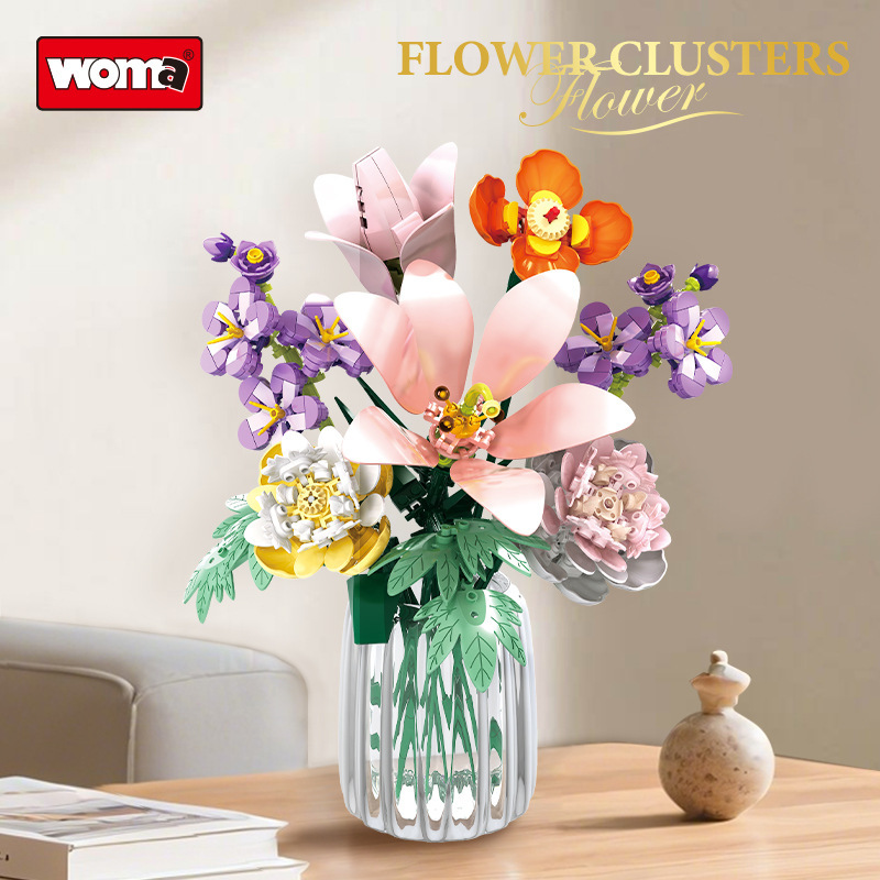 国境を越えた新製品 Woma ビルディングブロックフラワーアレンジメント永遠の花束レゴ小粒子教育組み立ておもちゃギフトと互換性あり|undefined