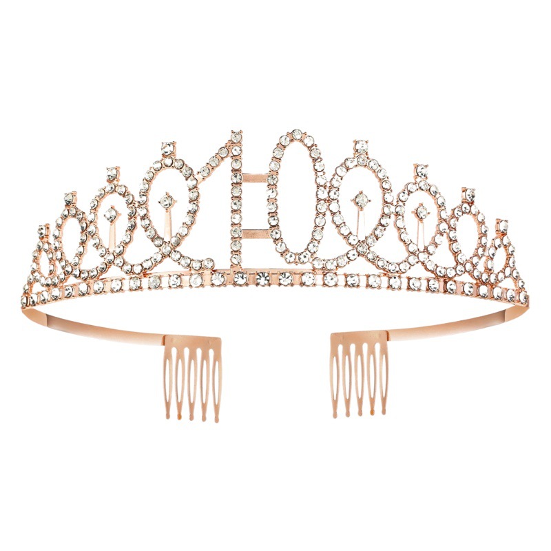 Venta caliente fiesta de cumpleaños traje correa de hombro corona 10 13 18 21 30 40 50 60 70 15 años de edad traje