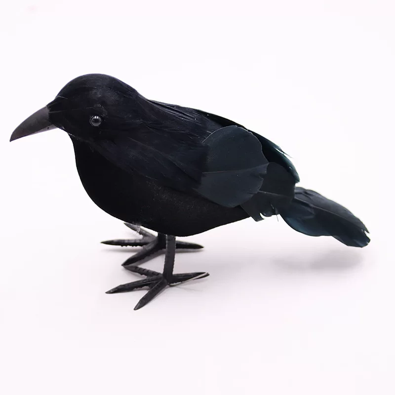 Amazon Halloween Black Crow Feather Crow Halloween Decoration Crow Garden Decorative Plastic Crow