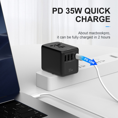 Travel Charger International Universal Plug Dual Type-C Plug Converter PD35W Multifunctional Charging Stand