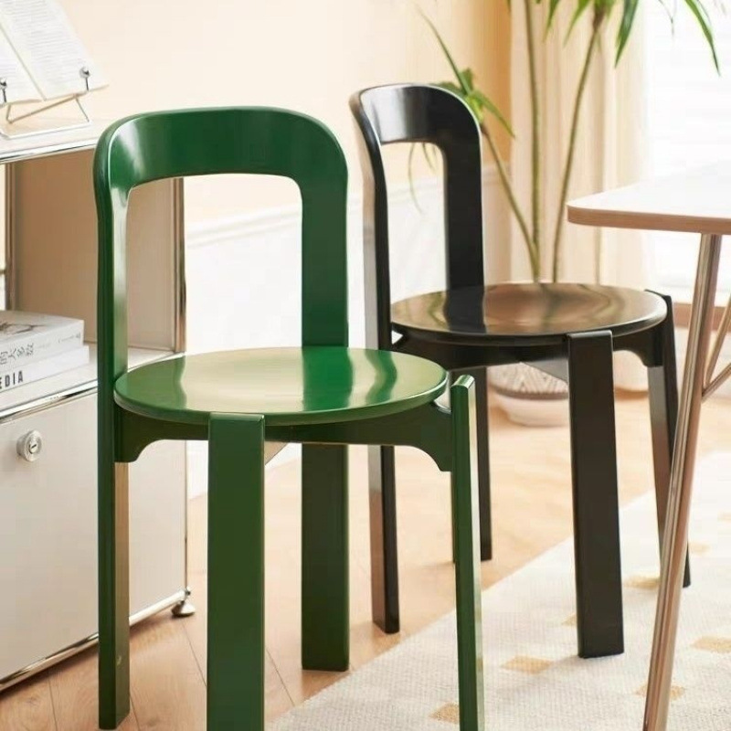 Modern Solid Wood Dining Chair for Home Use, Designer Living Room Backrest, Small Apartment Colorful Chair, Thickened Trendy Chair