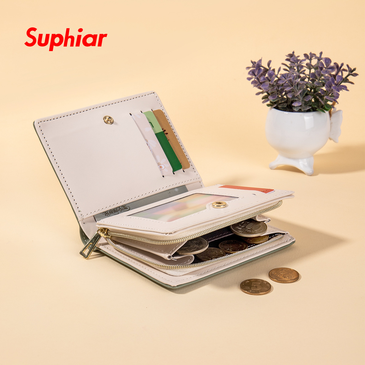 Nuevo Cartera sencilla de estilo coreano para mujer, tarjetero corto de gran capacidad para estudiante, monedero estampado multifuncional ins