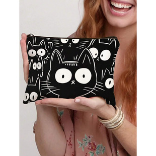 I 95265 Cat Print Portable Cosmetic Bag ؈��D����y���y��
