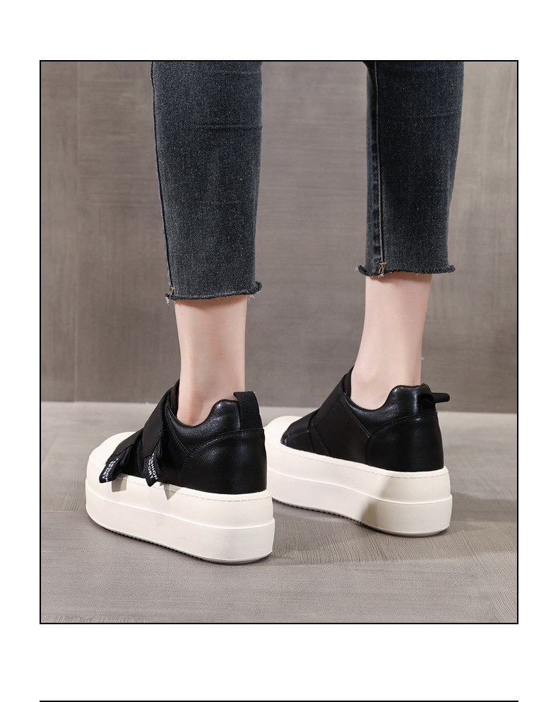 Giày sneaker nữ đế dày Velcro dáng nhỏ, phối màu be — Màu be chi tiết 19