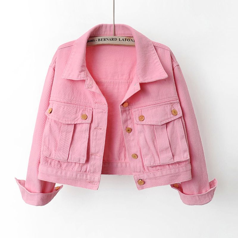 2026 Spring New High-End Doll Collar Short Denim Jacket for Women, Loose Korean Style Jacket for Petite Figures