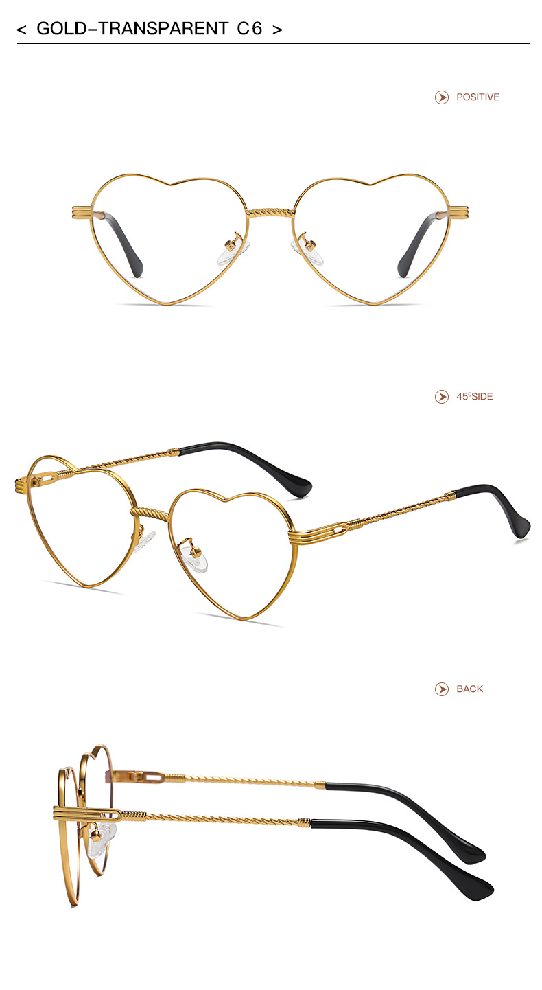Heart Shape Pattern Women's Gender Basic Style Basic Heart Shape Ac UV400 Protection Special-Shaped Mirror Full Frame Women's Sunglasses