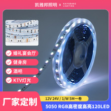led灯带24V5050高密度高亮120RGB高压防水灯带室内七彩霓虹灯条