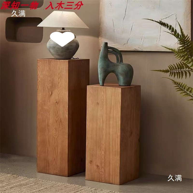 禅意木墩诧寂风实木方形木桩酒店玄关底座子民宿边几艺术原木摆件|undefined