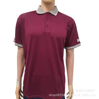 吸湿快排全涤polo衫三扣横机领短袖广告衫定制鸟眼刺绣翻领T恤