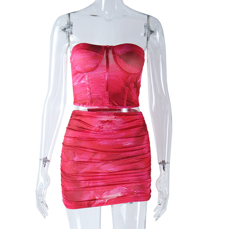 Summer Women Wear Sexy Bandeau Printed Vest Skirt Two Piece Suit Trendy 5 Summer Women Wear Sexy Bandeau Printed Vest Skirt Two Piece Suit Trendy
