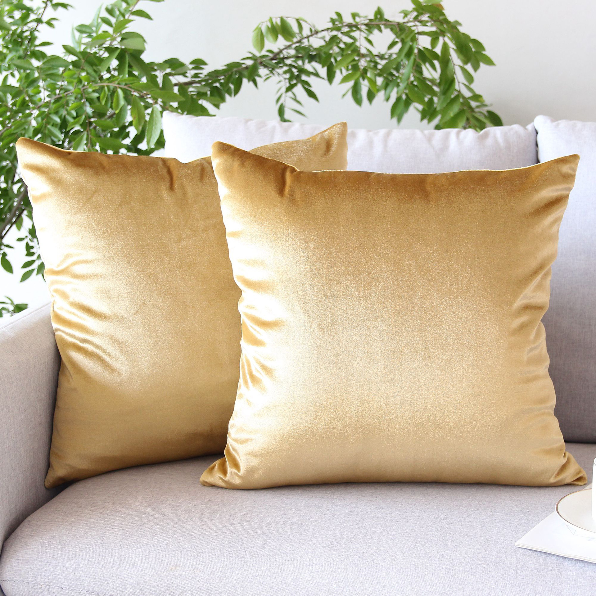 Amazon's Hot-Selling Bright Gold Thickened Velvet Pillowcase Sofa Decorative Cushion Cover Factory-Fixed Bedside Pillowcase