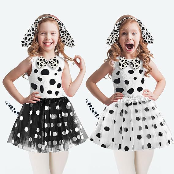 Fascia per capelli dalmata di Halloween, orecchie, guanti, gonna, travestimento per Halloween_voghion.com