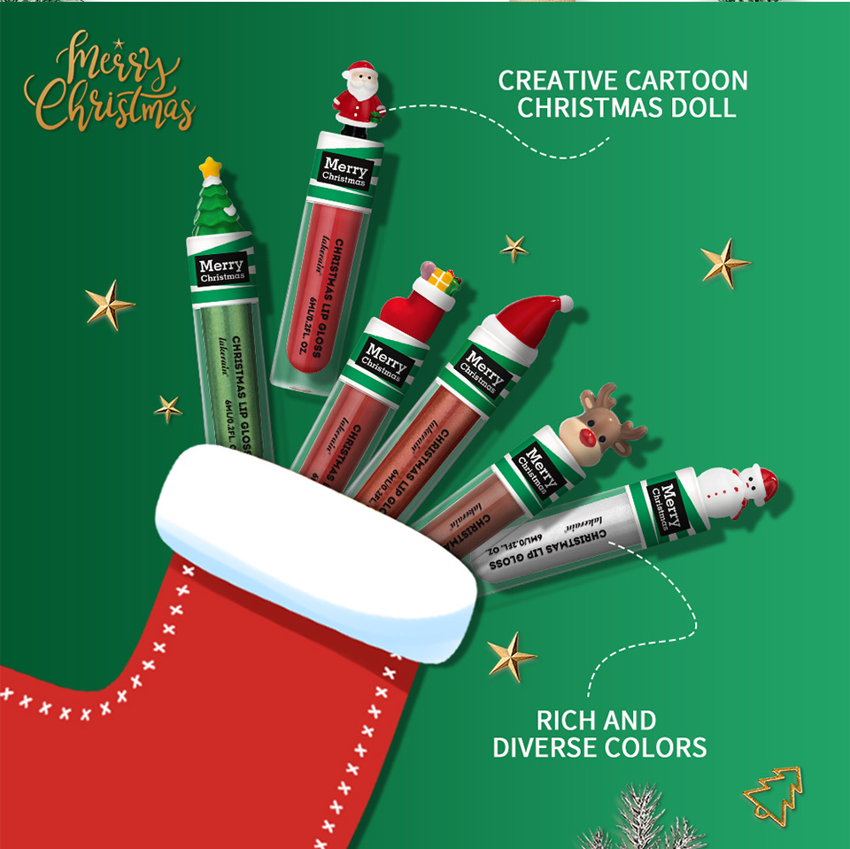 Lakerain Christmas Lip Gloss Set 6-piece Liquid Lipstick Lip gloss and Lip gloss set Application Scenario