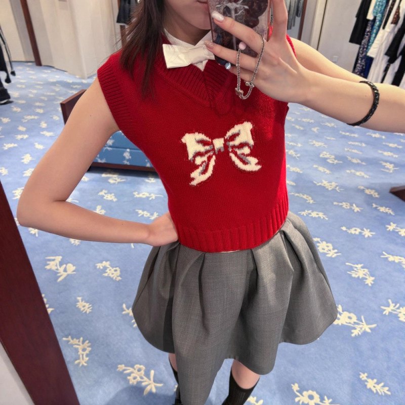In Stock [Christmas Edition] Bow-Knot Knitted Vest Top