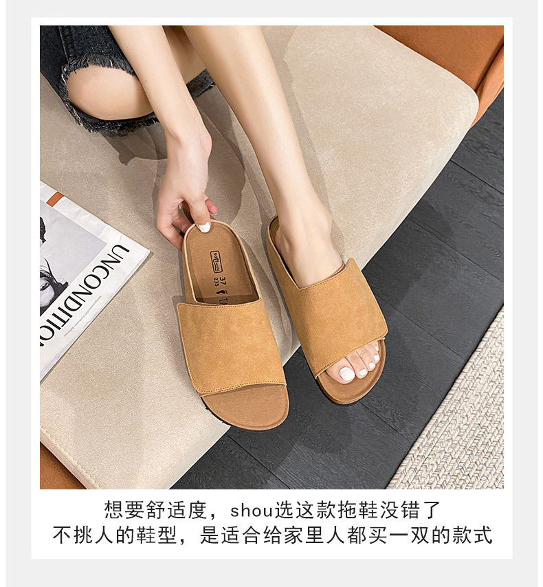 Dép sandal nữ quai ngang bản rộng mũi tròn đế bằng gấp gọn đi ngoài trời mùa hè — Màu Kaki, Màu mơ, Màu đen chi tiết 14