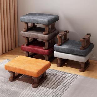 Small Stool for Home Use, Low Stool, Small Bench, Coffee Table Stool, Solid Wood Living Room Small Seating Stool, Fabric Sofa Footstool, Shoe-Changing Stool