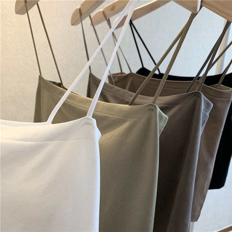 Summer Camisole Women's Outer Wear Top Inner Base Shirt Suit Internet Popular Ice Silk Small Camisole White Black