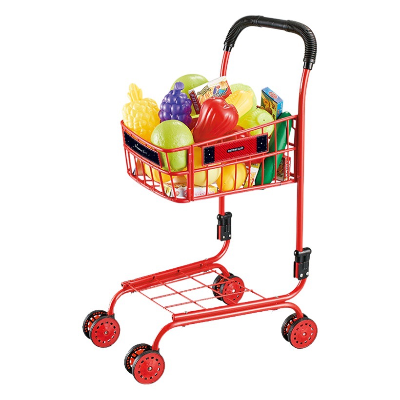Transfronterizo Amazon mini supermercado para niños carrito de compras de juguete de tamaño pequeño carro de simulación de metal juguete de la casa de juego
