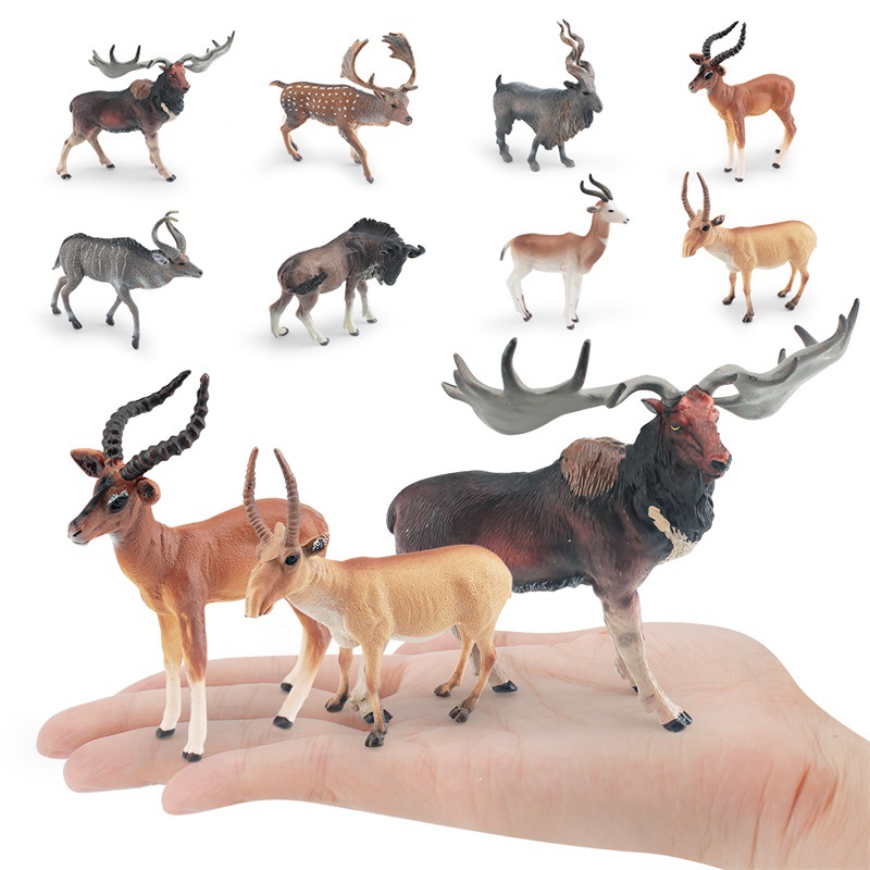 Cross-border simulación bosque animal modelo Cuerno caballo antílope torcedura cuerno cabra Big Horn Deer Montaña antílope de escritorio adornos estáticos
