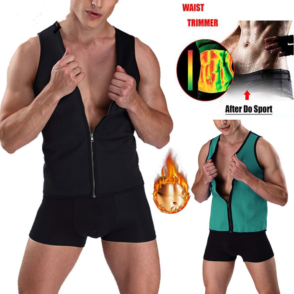 Hombres shapewear Amazon cremallera sudor deportes Chaleco de gran tamaño sauna fitness europeo y americano shapewear