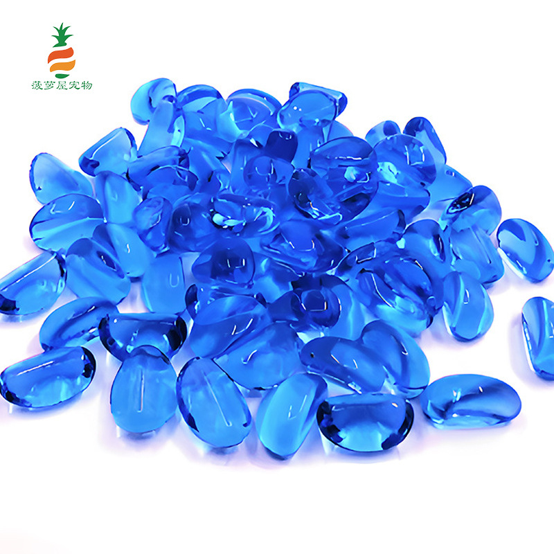 Venta caliente pecera planta en maceta paisajismo cabeza de guijarros fondo de resina azul arena piedra vidriada piedra fábrica spot pelo directo