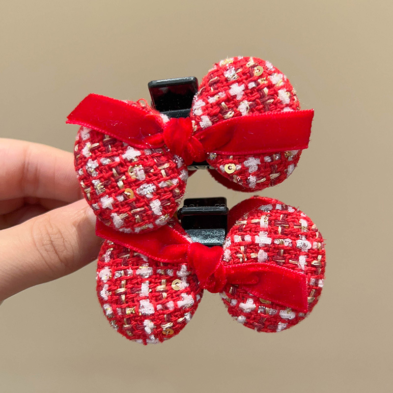 Estilo chino Año Nuevo tocado de Año Nuevo para Niños Accesorios para el cabello de peluche niña arco Año Nuevo horquilla bebé horquilla festiva